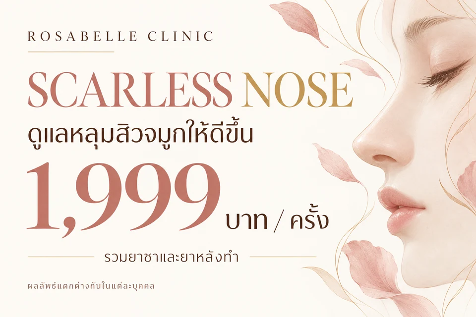 ภาพประกอบโปรแกรม Scarless Nose ดูแลหลุมสิวจมูกให้ดีขึ้น ราคา 1,999 บาทต่อครั้ง รวมยาชาและยาหลังทำ ผลลัพธ์แตกต่างกันในแต่ละบุคคล